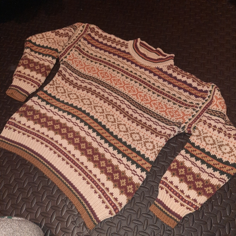 Vintage Canary Island knitted sweater low rise turtleneck
